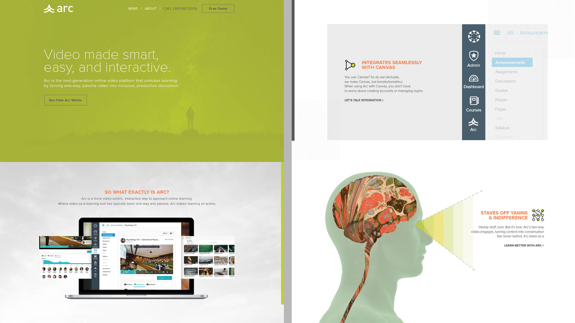 Website homepage design - Arc Video Learning Software