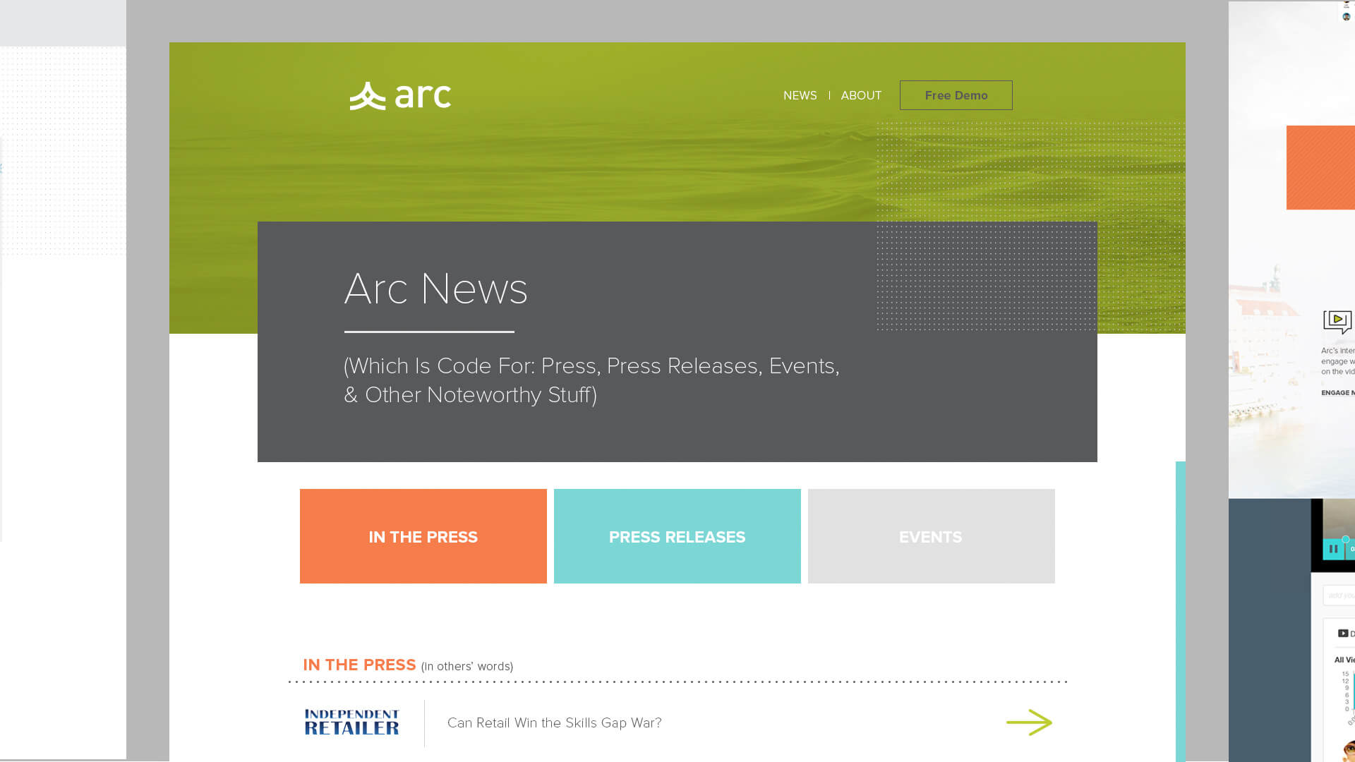 Website page designs - Arc Video Learning Software